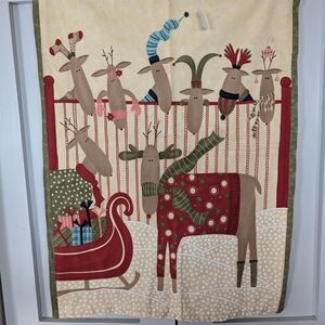 Festive Reindeer and Sleigh Holiday Tapestry